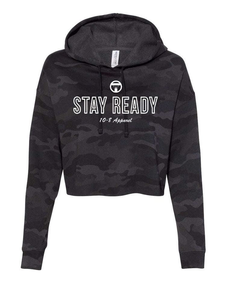10-8 Women Stay Ready Cropped Camo Hoodie - White - 10-8 Apparel