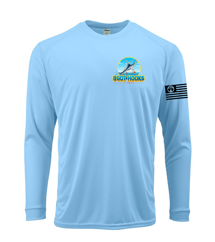 10-8 Got Hooks UV Protection Long Sleeve Tee - Ice Blue - 10-8 Apparel