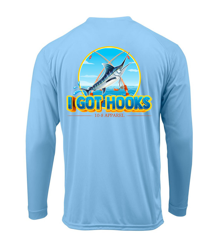 10-8 Got Hooks UV Protection Long Sleeve Tee - Ice Blue - 10-8 Apparel