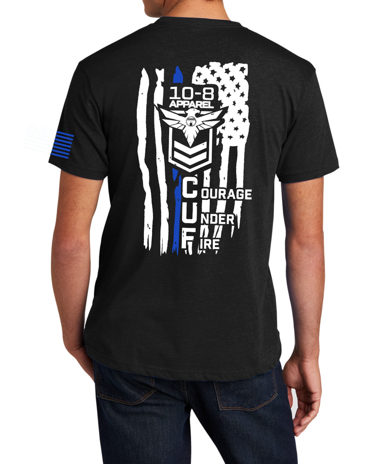 10-8 CUF Honor Vertical Flag Tee- Black - 10-8 Apparel