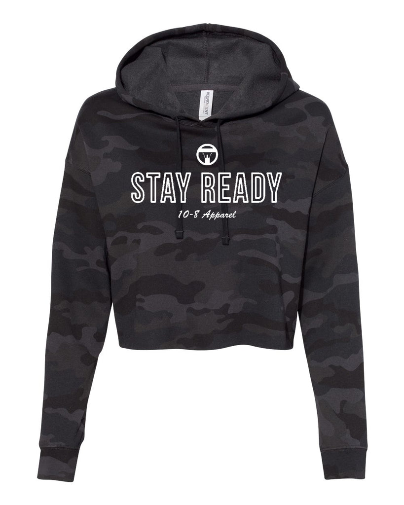 10-8 Women Stay Ready Cropped Camo Hoodie - White - 10-8 Apparel
