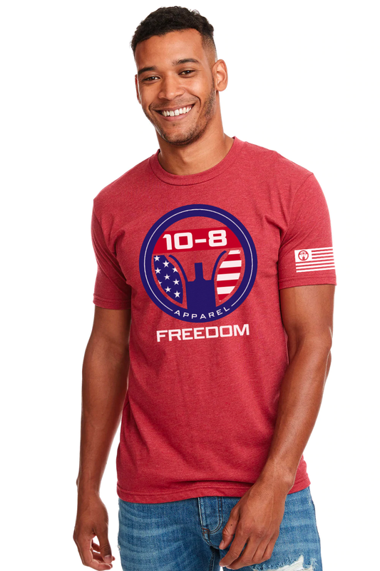 10-8 Freedom Flag Tee - Red Heather - 10-8 Apparel