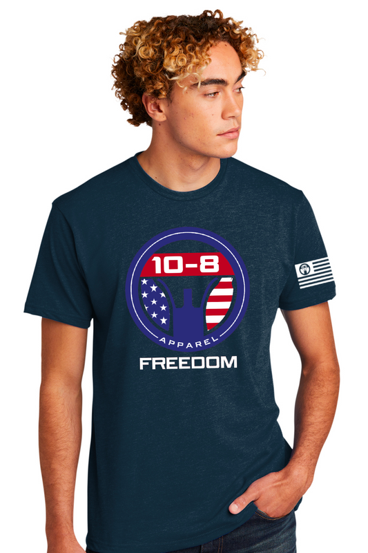 10-8 Freedom Flag Tee - Navy Blue Heather - 10-8 Apparel