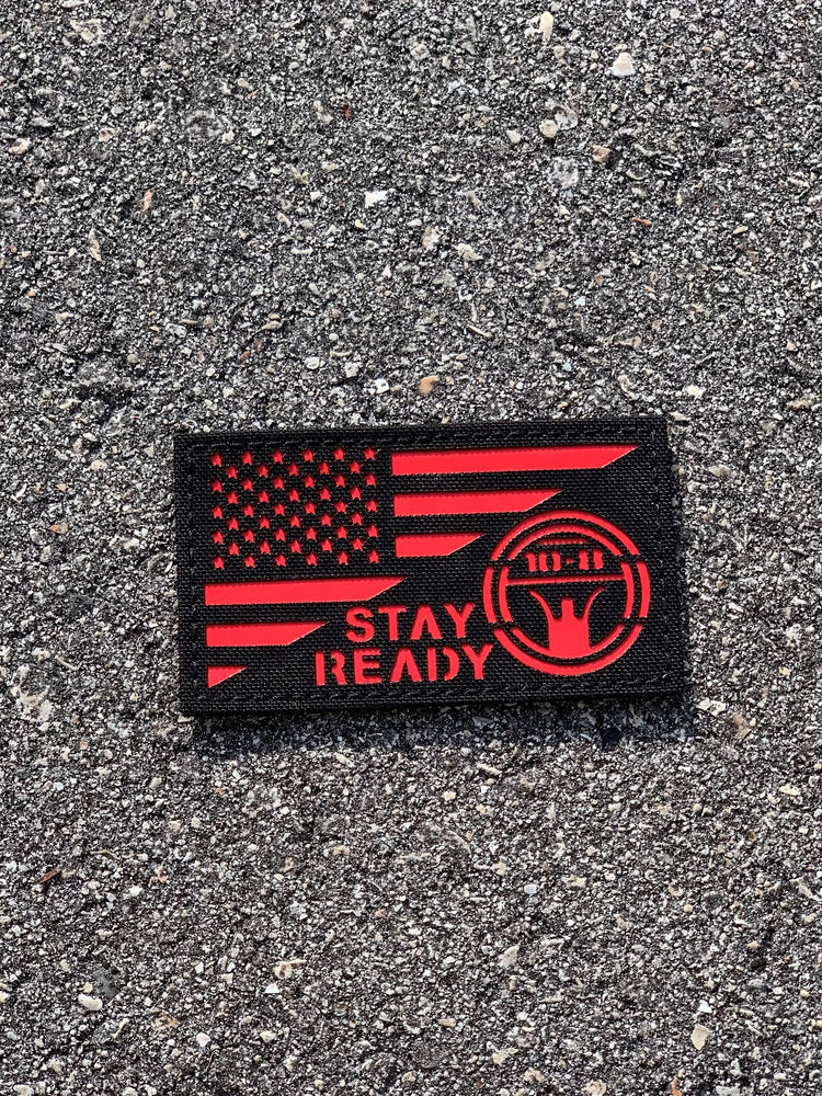 10-8 500 D Laser Cut 'Stay Ready " Rescue Red Patch - 10-8 Apparel